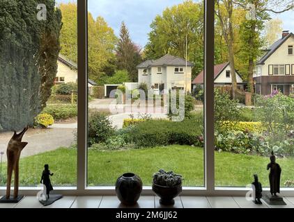 A view from a window on a street in spring Stock Photo
