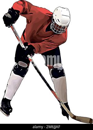 Color vector image of the goalkeeper of the hockey team Stock Photo - Alamy