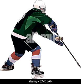 Color vector image of the goalkeeper of the hockey team Stock Photo - Alamy
