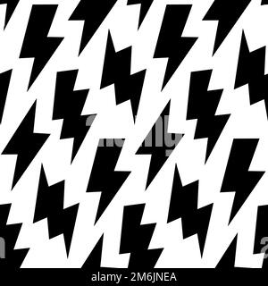 Black lightning bolts seamless pattern. Thunderbolts repeating background. Storm and lightning strike ornament wallpaper. Energy power or electricity Stock Vector