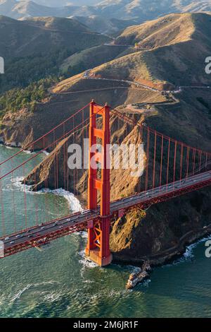 Aerial Helicopter View Golden Gate Bridge, San Francisco California,USA ...