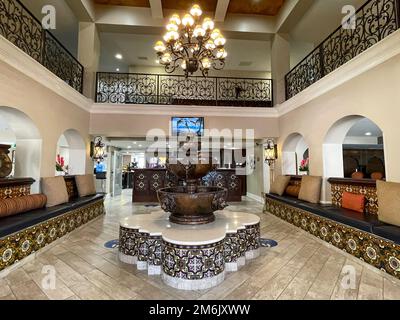 St. Augustine, FL USA - July 14, 2021:  The interior of the Hilton Hotel in St. Augustine, Florida. Stock Photo