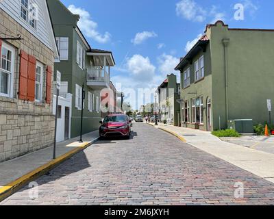 St. Augustine, FL USA - July 14, 2021:  The historic area of St. Augustine, Florida one of the oldest cities in the US. Stock Photo