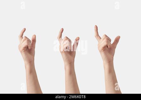 Set of female hands size gesture on white. Stock Photo