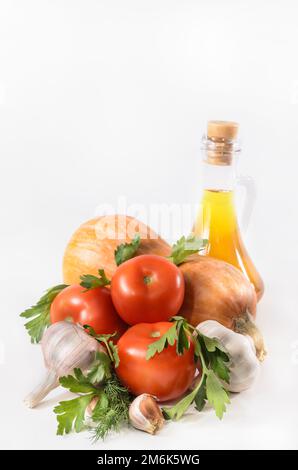 Pumpkin, tomatoes and other ingredients Stock Photo