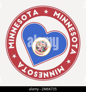 Minnesota heart flag badge. From Minnesota with love logo. Support the US state flag stamp. Vector illustration. Stock Vector