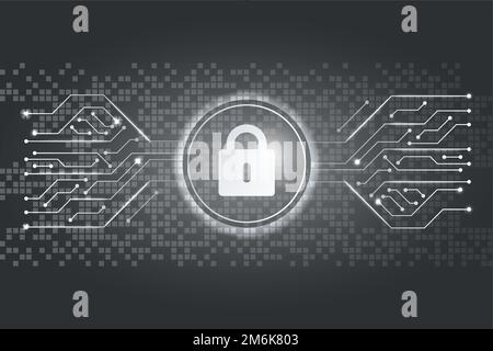 White padlock icon computer security system vector Stock Vector