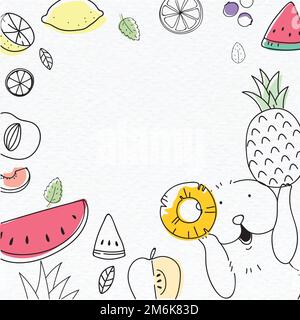 Summertime fruit doodle frame vector Stock Vector