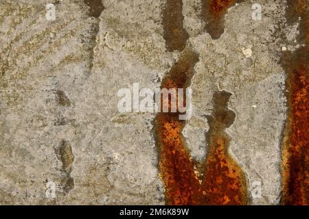 Close up photo of old rusty galvanized iron sheet texture. Stock Photo