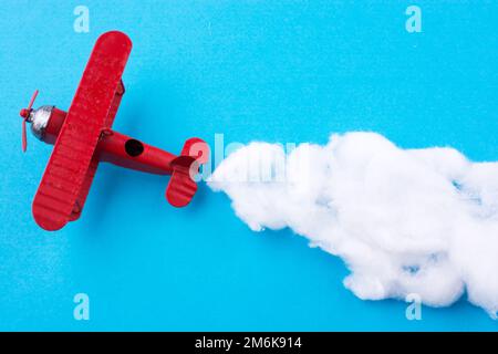 Toy airplane in sky Stock Photo