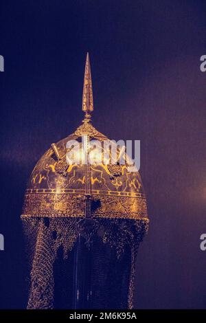 Decorative metal  Helmets Of  Warriors Of Turkish Ottoman Time Stock Photo