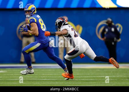 Los Angeles Rams tight end Brycen Hopkins (88) against the San Francisco  49ers in an NFL football game, Sunday, Oct. 30, 2022, in Inglewood, Calif.  The 49ers won 31-14. (AP Photo/Jeff Lewis