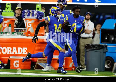 Los Angeles Rams cornerback Cobie Durant (14) warms up before an NFL  football game against the New Orleans Saints, Sunday, Nov. 20, 2022, in New  Orleans. (AP Photo/Tyler Kaufman Stock Photo - Alamy