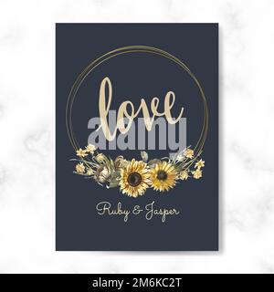Floral love card mockup vector Stock Vector