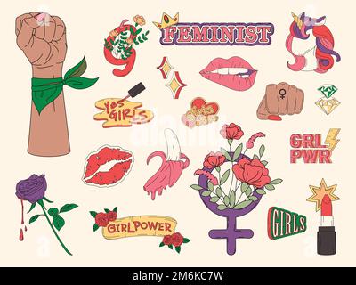 Collection of girl power vectors Stock Vector