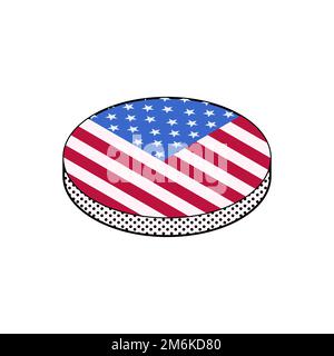 Flag of America isometric vector illustration on white background. American symbols clip art. Stock Photo