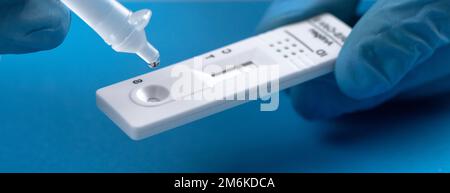 Negative test result by using rapid test device for COVID-19. Stock Photo