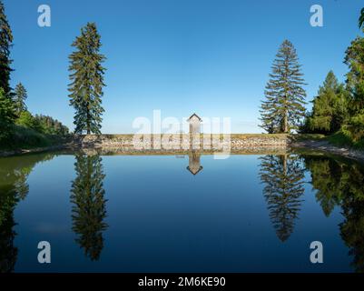 Ottergrund tajch. Highest water reservoir in Stiavnica Mountains. Banska Stiavnica. Slovakia. Stock Photo