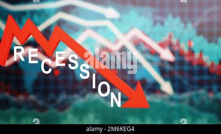 Econimical crisis concept. Spread in the world, economy is down. 3d illustration Stock Photo