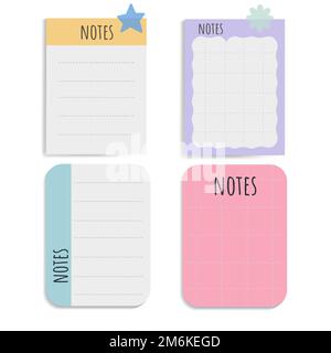 Cute note papers vector set Stock Vector