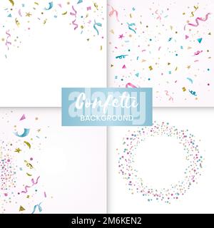 Confetti on blank white background vector set Stock Vector