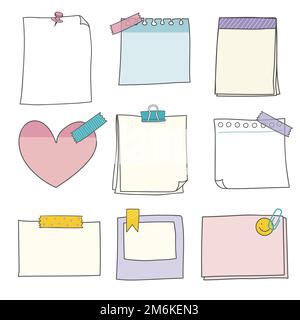 Note papers doodle style vector set Stock Vector