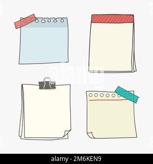 Note papers doodle style vector set Stock Vector
