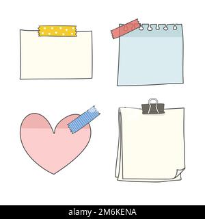 Note papers doodle style vector set Stock Vector