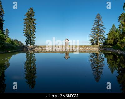 Ottergrund tajch. Highest water reservoir in Stiavnica Mountains. Banska Stiavnica. Slovakia. Stock Photo