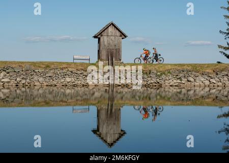 Ottergrund tajch. Highest water reservoir in Stiavnica Mountains. Banska Stiavnica. Slovakia. Stock Photo