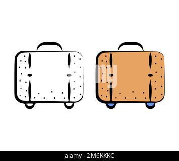 Vector illustration of suitcase, luggage in hand drawn style on white background. Stock Photo