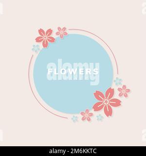 Round spring flower badge vector Stock Vector