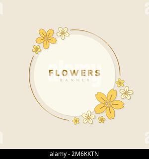 Round spring flower badge vector Stock Vector