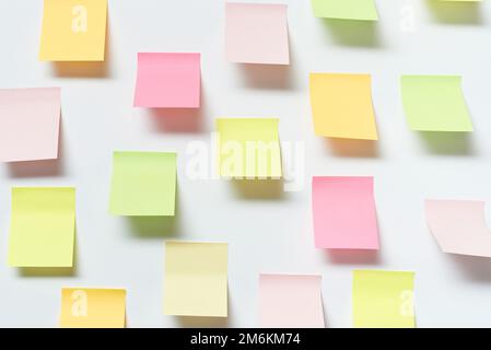 Sticky notes over white background. Stock Photo