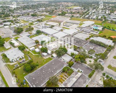 Davie, FL, USA - January 3, 2022: Aerial photo Nova High School Stock Photo