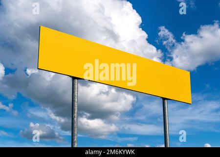 Blank yellow road sign on sky background Stock Photo