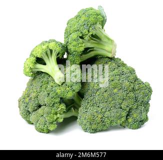 Bunch of fresh green cabbage broccoli isolated on white background Stock Photo