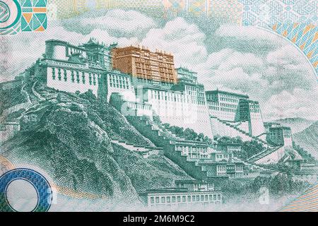 Potala Palace in Lhasa (Tibet) from money Stock Photo
