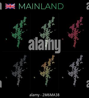Mainland dotted map set. Map of Mainland in dotted style. Borders of the island filled with beautiful smooth gradient circles. Stock Vector