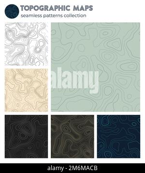 Topographic maps. Appealing isoline patterns, seamless design. Vibrant ...