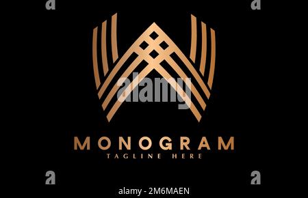 Alphabet W minimal letter font abstract monogram vector logo template Stock Vector