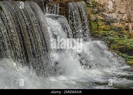 Waterfall at the weir of the Wutach near Achdorf Stock Photo