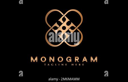 Alphabet HD or DH initial font Abstract monogram vector logo template Stock Vector