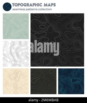 Topographic maps. Appealing isoline patterns, seamless design. Amazing tileable background. Vector illustration. Stock Vector