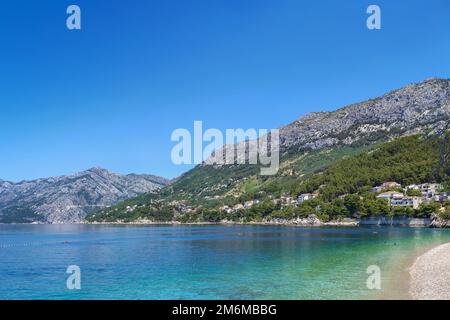 View of the shore of the Adriatic Sea, Brela, Croatia Stock Photo