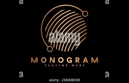 Headset technology Abstract monogram vector logo template Stock Vector