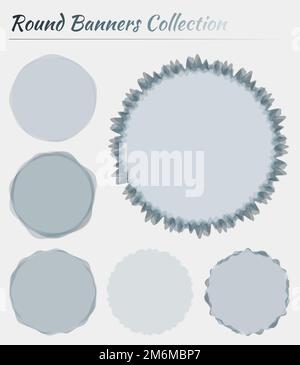 Colorful round abstract shapes. Circular backgrounds in blue-grey colors. Authentic vector illustration. Stock Vector