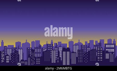 Night view with tall buildings and twinkling city lights. collection ...