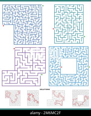 Maze game template for kids illustration Stock Photo - Alamy