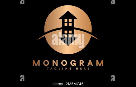 Minimal House Abstract monogram vector logo template Stock Vector